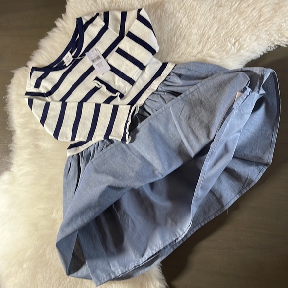 Baby Gap Dress; Size 3 (Toddler); Navy Stripe Top/solid Blue Bottom; NWT - Picture 5 of 5